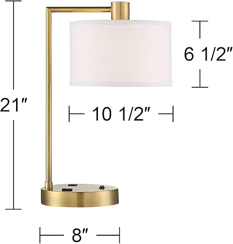 Miniatura 4 de 360 Lighting Colby - Lámpara de mesa moderna de 21 pulgadas con puertos de carga USB A+C y toma de corriente alterna en base de latón, pantalla de