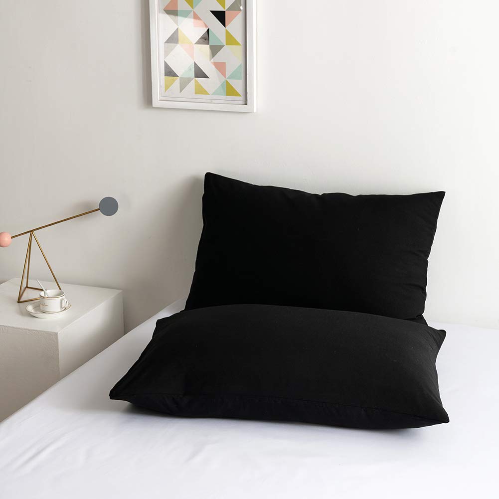 Good Nite Pillowcase 2 Pack100% Polyester Pillow Case Set for Hair and Skin Soft and Breathable Machine Washable Set of 2 Bedroom Pillow Cover 50 x 75cm (Black)