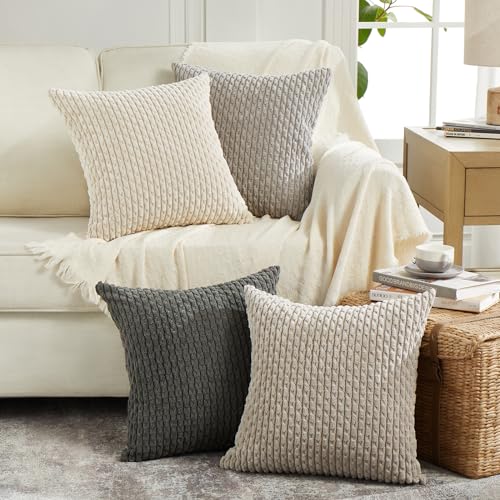 Neutral Farmhouse Decorative Throw Pillow Covers for Couch or Bed