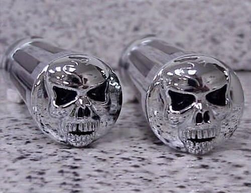 i5 Chrome Skull Hand Grips Compatible with Honda Kawasaki Suzuki Yamaha Cruisers