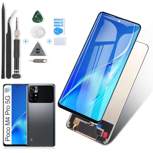 RongZy Pantalla para Xiaomi Poco M4 Pro 5G Táctil LCD de Repuesto Ensamblaje Digitalizador Reemplazo para Poco M4 Pro 5G con Herramientas de Reparación(6.6'',Negro)