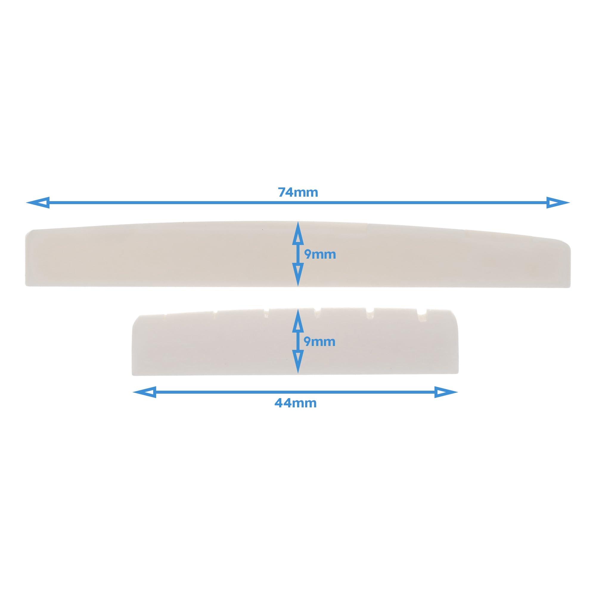 HALLMERS Slotted Bone Nut (44mm) & Compensated Saddle (74mm) - Replacement Part Upgrade for Improved Intonation & Tone on Acoustic Guitars