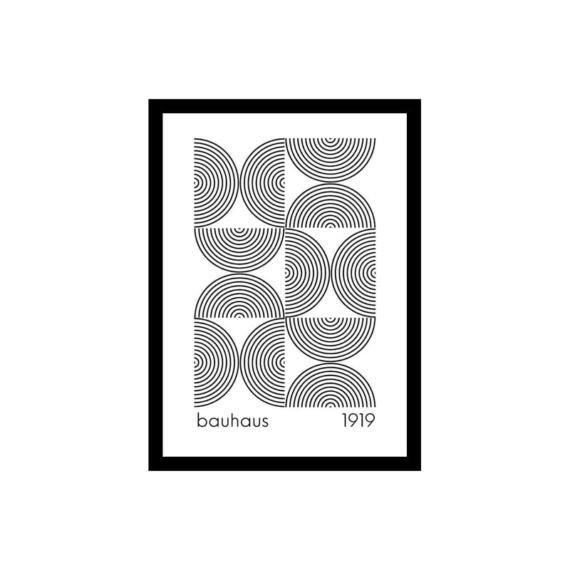 Image of BLINKART Vintage Bauhaus Retro Geometric Aesthetic Poster Gallery | Colorful Wrap Framed For Home Office Studio Living Room Modern Art Studio Decoration Abstract Shapes | (d99) | 13x10 Inch
