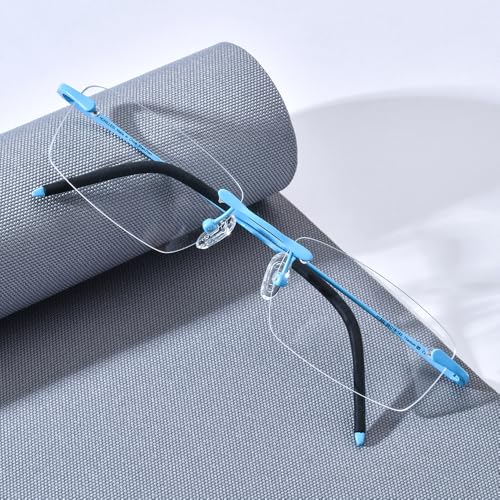 Image of Titanium Glasses Frame,Rimless Optical Eyewear Eyeglasses for Men and Women