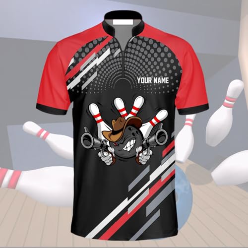 GABITA Personalized Bowling Jerseys for Men, Custom Bowling Polo Shirt, Bowling Shirts Gift for Bowler Team Player3