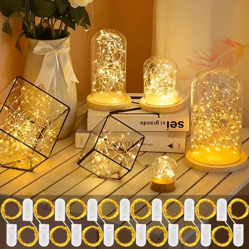 Frasheng 15 Piezas Cadena de Luces con Pilas,20 LEDs 2M Alambre de Cobre Guirnaldas Luces,Impermeable Luces Decorativas,Luces de Cadena Micro Cobre Impermeable,Guirnalda Cadena de Luces,para Navidad