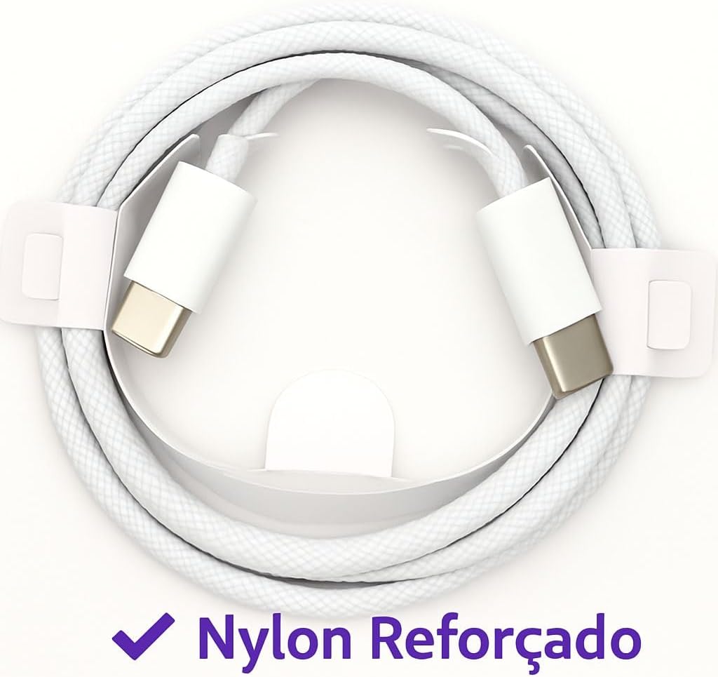 Cabo tipo C duplo Turbo Nylon Trançado 1 Metro