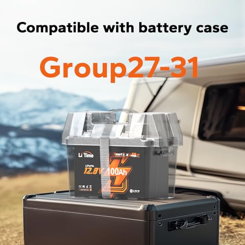 Image of Litime 12V 100Ah LiFePO4 Battery Bluetooth, Group 27 Trolling Motors Lithium Battery, Up to 15000 Deep Cycles, Built-in 100A BMS with Low-Temp Protection for RV, Solar System, Marine, Yacht