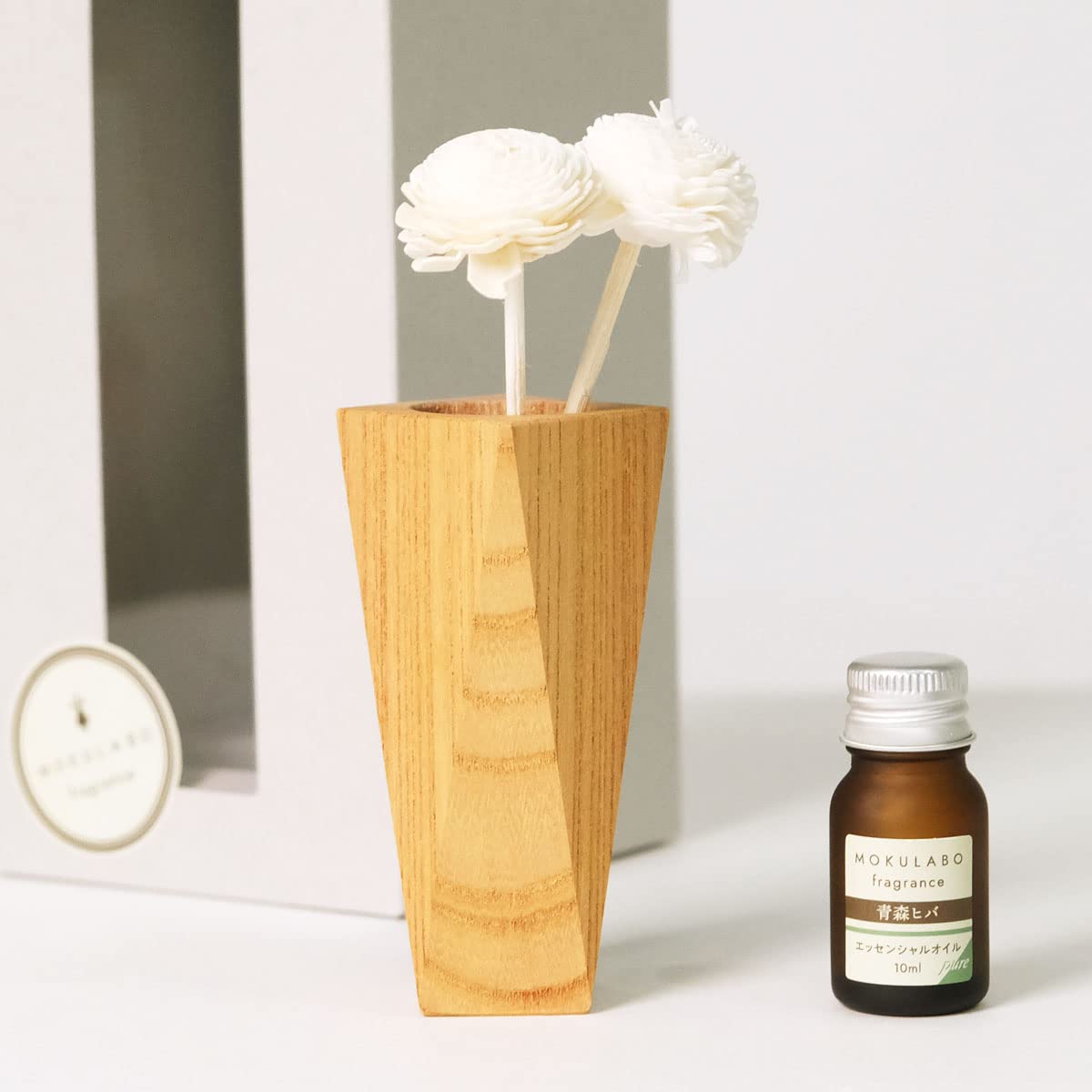 Amazon.co.jp: MOKULABO fragrance 木花瓶ディフューザー（四角錐