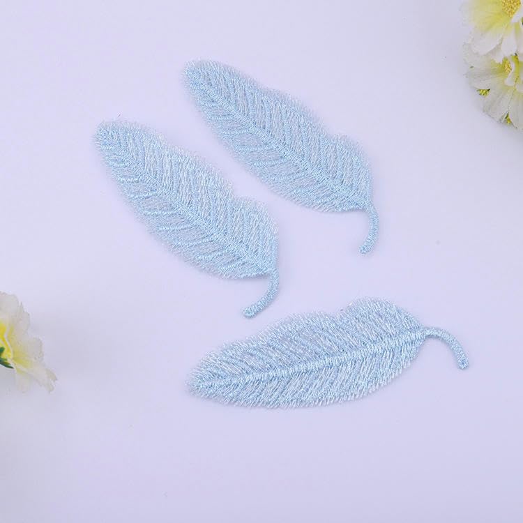Naszywka haftowana 50 SZTUK 4 CM Haftowane naszywki z piórami, aplikacje do prasowania na odzież, małe przyszycia kurtkę jeansową(Deep Yellow)