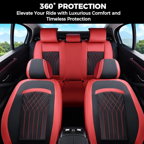 Image of FLORICH Seat Covers Full Set, Leather Seat Covers for Cars, Car Seat Protector Waterproof Breathable, Universal Automotive Seat Covers, Front and Rear Car Seat Cover Fit for Most Cars SUV Truck