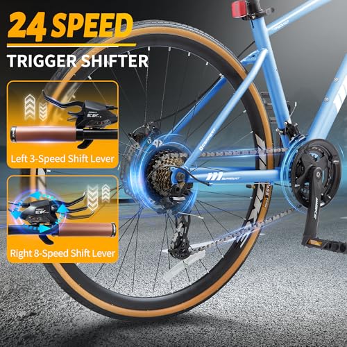 Image of DEYGIA Hybrid Bike, 24-Speed 700C Wheel Hybrid Bicycle with Dual Disc Brakes, Trigger Shifting, Internal Wiring Frame, Lightweight City Commuter Bicycle for Men Women Adult, Multiple Colors