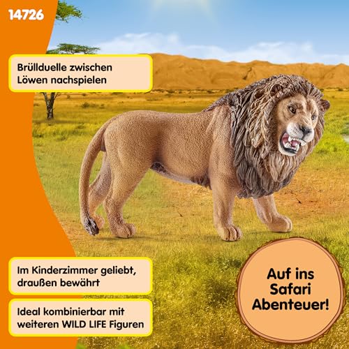 SCHLEICH WILD Life | Löwe brüllend 14726 | detailgetreue Tierfiguren | Zoo Spielzeug | tolles Geschenk für Jungen und Mädchen | Deko für Geburtstag | Spielfigur ab 3 Jahren | 11 x 5 x 7 cm