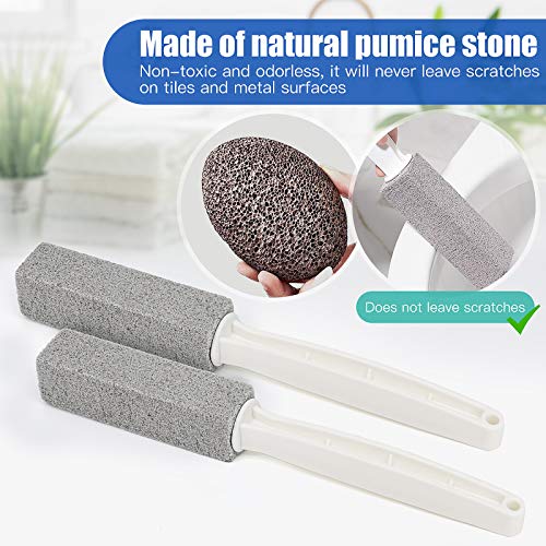 2 Pack Pumice Stone Brush Toilet Bowl Cleaner With Extra Long Handle, 100% Natural Pumice Toilet Brush For Household Cleaning, Hard Water Cleaner Remover For Toilet, Pool, Bathroom, Tiles & Bbq Grills #TOP7