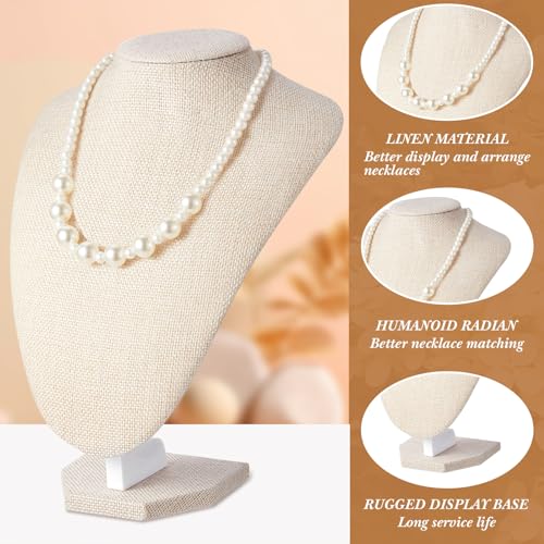 6 Pcs Jewelry Display Set Necklace Display Stand T Bar Bracelet Holder Jewelry Bust for Home Store Trade Show(Linen)3