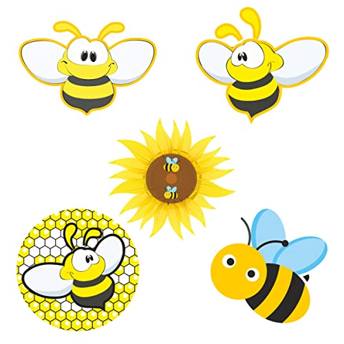 Image of Pretty UR Party Bumble Bee Theme Paper Cutouts for Birthday Parties, Honey Bee Party Supplies decor, Birthday Party Decoration Cut-Outs - Yellow (10 pcs)