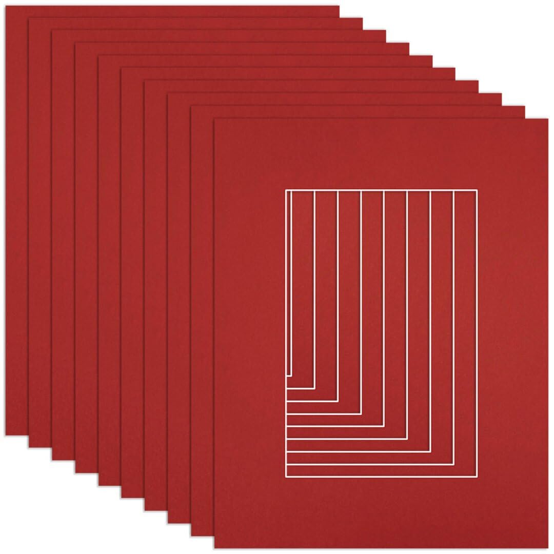 Procut Global 9x7" Crimson Picture Mounts to Fit 6x4" Aperture - Precision Cut Cardboard Photo Mount - Ideal for Frames, Prints, Artwork & Certificates - Sizes & Colours Available - 10 Pack
