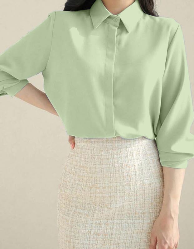 Image of Women's Regular Fit Korean Style Shirts | Stylish Western Shirt with Concealed Placket | Casual & Office Wear Shirt for Women