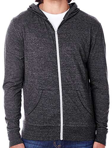 Yoga Clothing For You Mens Threadfast Apparel Zippered Hoody, Extra Small Black Triblend