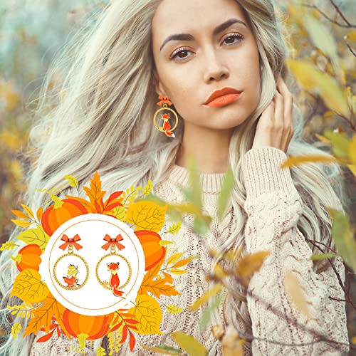 Tudomro 9 Pairs Fall Thanksgiving Earrings for Women Autumn Pumpkin Maple Leaf Turkey Ghost Bat Earrings Set for Jewelry Gift4