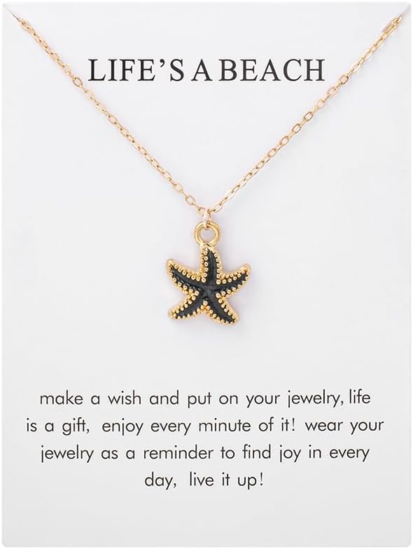 6Pcs Gold Beach Starfish Necklace Set for Women Cute Beachy Hawaii Star Fish Bulk Necklaces Pack Trendy Hawaiian Friendship Matching Jewelry Accessories - Image 3