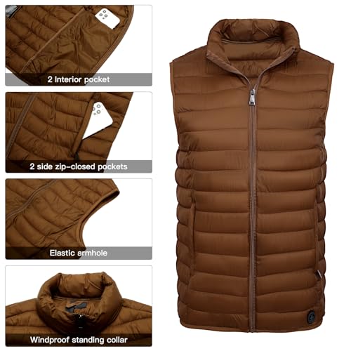 Men's Lightweight Puffer Vest Water-Resistant Golf Outdoor Winter Sleeveless Puffer Vest4