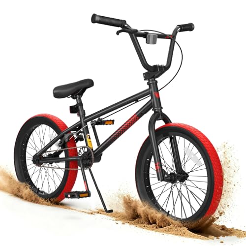 KORIMEFA Freestyle BMX Bike 18 20 inch Kids Boys Girls Trick Bicycle for 6-12 Years Old, Hi-Ten...