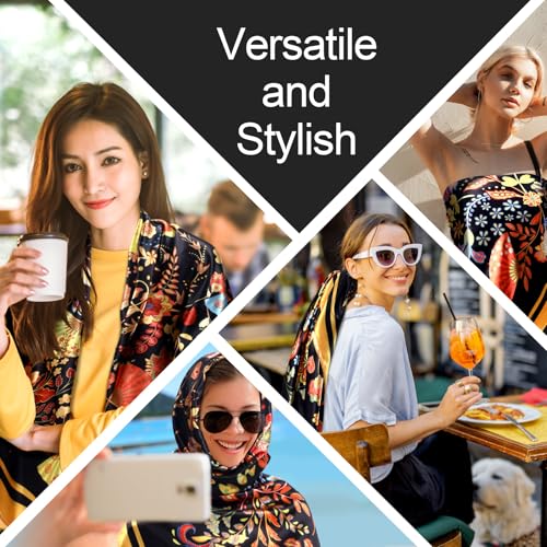 2 Pcs 53'' Extra Large Silk Satin Scarf for Women Large Head Scarf Wraps Square Bandanas for Hair Wrapping at Night Sleeping3