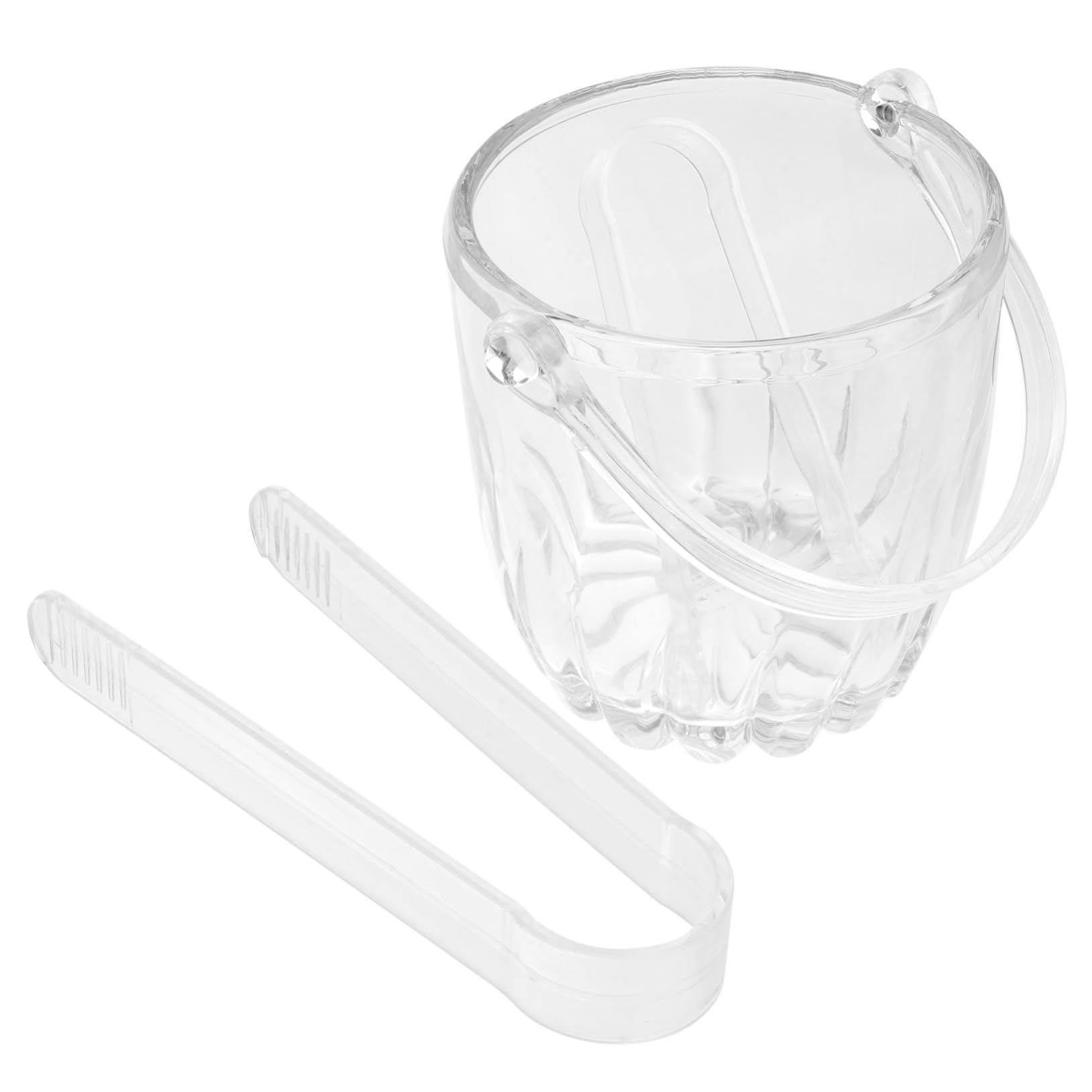 Secchiello Porta Ghiaccio in Vetro e Acrilico Leggero con Manico, Design Trasparente e Pratico per Casa e Ristorante, Facile da Posizionare, Set da 1