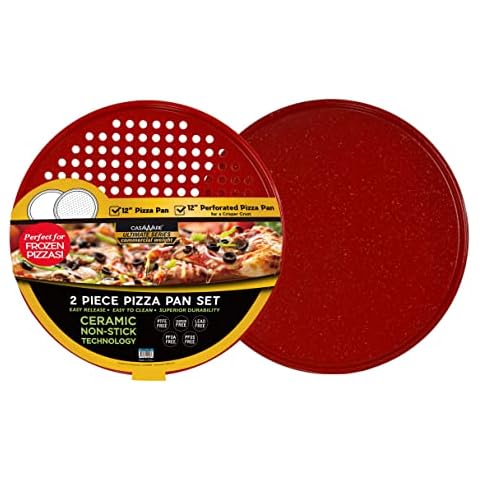 casaWare 2-teiliges Ultimate Pizza-Pfannen-Set, Keramikbeschichtung, antihaftbeschichtet, 30.5 cm Pizza-Pfanne Cover