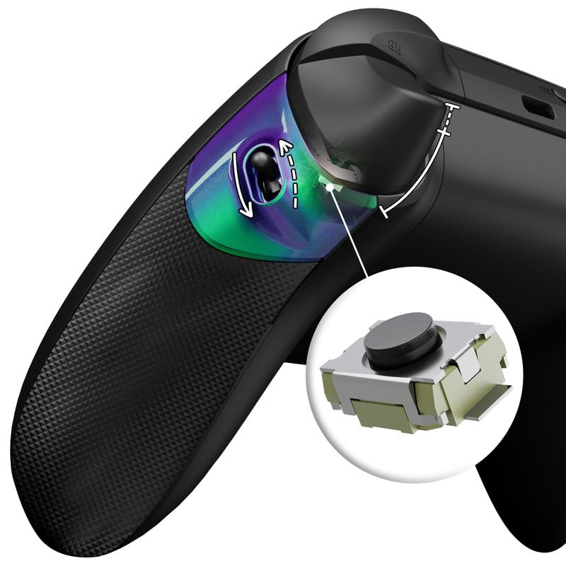 eXtremeRate Flexor Clicky Rubberized Side Rail Panels Button Stop Kit for Xbox Series X &amp; S Controller, Ergonomic Handle Grips for Xbox Core Controller - Chameleon Green Purple