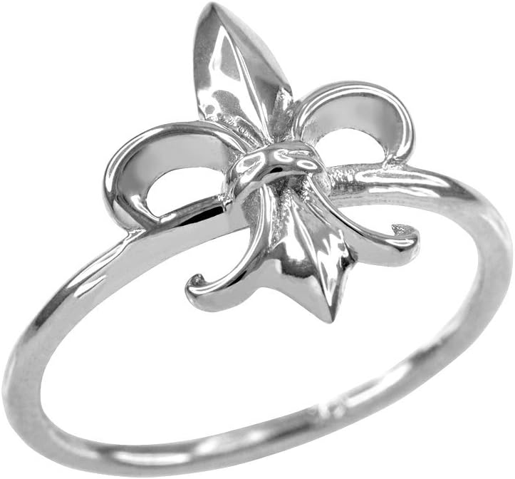 Religious Jewelry Dainty 925 Sterling Silver Fleur-de-Lis Ring