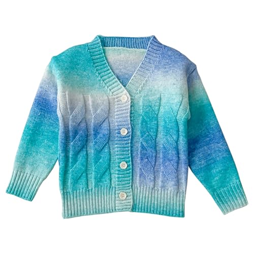 Toddler Girls Cardigan Sweater Button Knit Sweater Kids Rainbow Colors Coat Size 2-7T