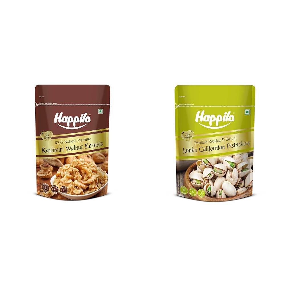 Happilo Premium Kashmiri Walnut Kernals 200g | Walnuts without Shell | Akhrot Giri | Dry Fruits, + Happilo Premium Californian Roasted & Salted Pistachios 500g | Pista Dry Fruit | Rich In-image-42