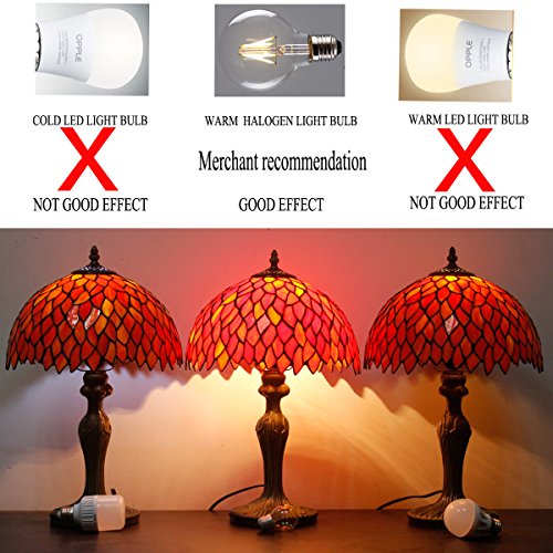 Image of WERFACTORY Tiffany Lamp Bedside Stained Glass Table Lamp 18 Inch Tall