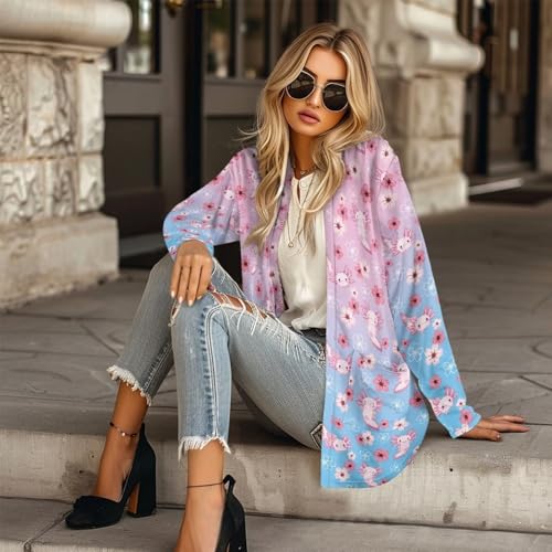 Image of Women's Open Front Cardigan Long Sleeve Loose Sweater Lightweight Soft Cardigan Jackets