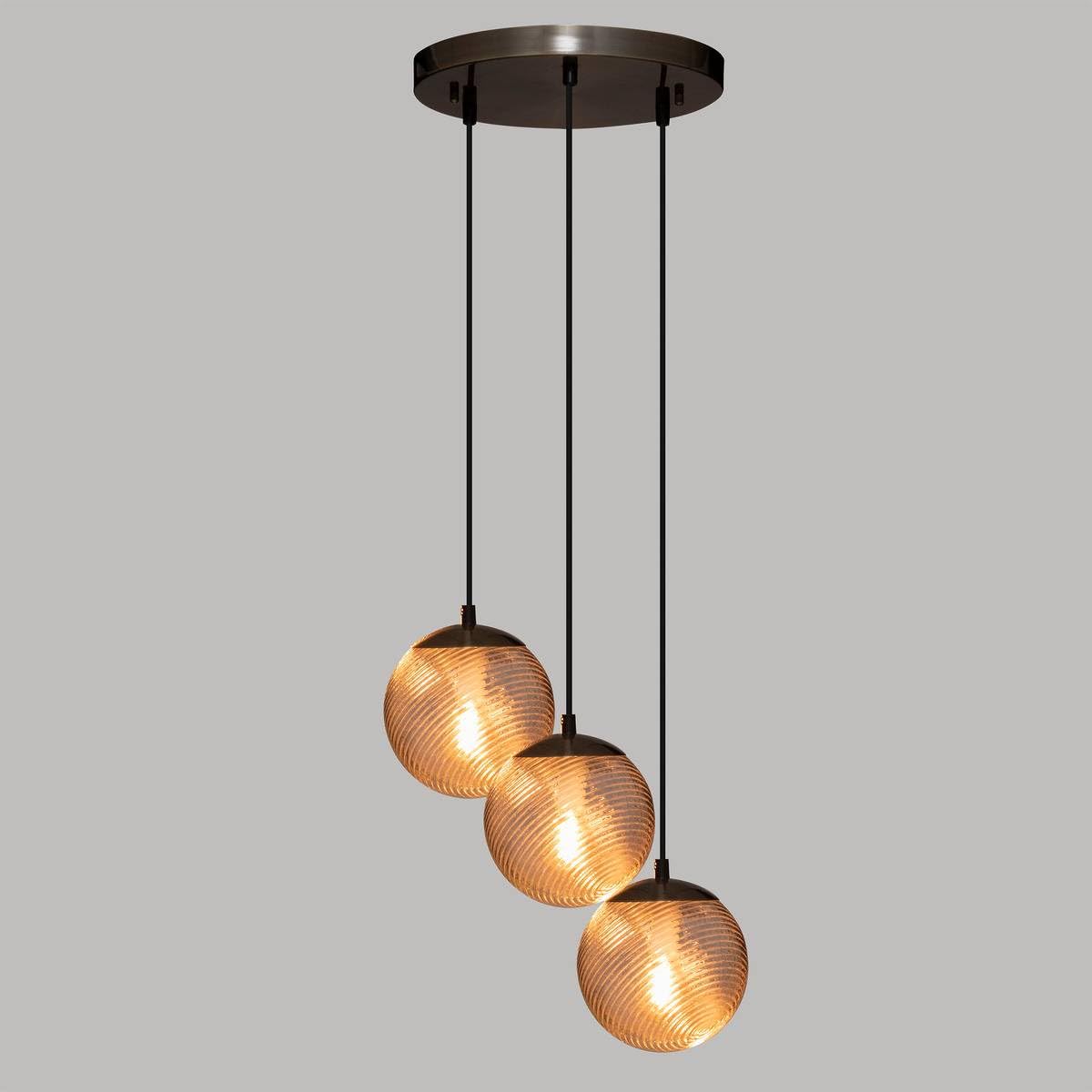 Atmosphera Suspension x3 boule en verre Night Or