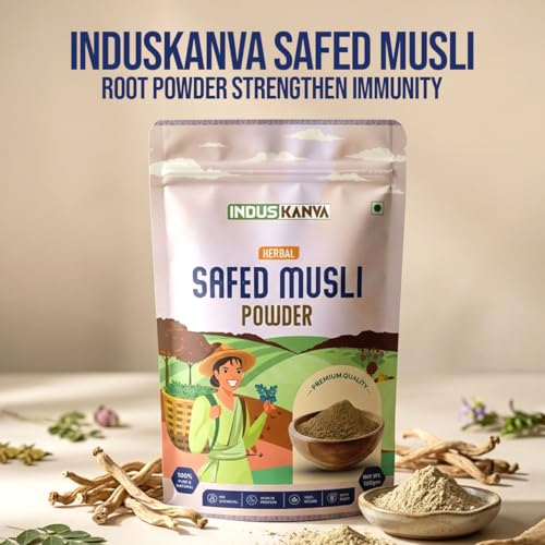 Image of Safed Musli Root Powder 100 Grams | Natural | Non-GMO | Siva Musli Podi /Shweta Musli Hudi | Chlorophytum Borivilianum | No Added Preservatives