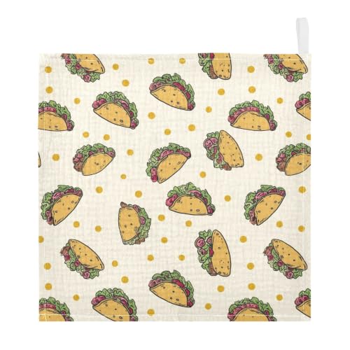 Image of vvfelixl Tacos with Lettuce Baby Burp Cloths Baby Muslin Washcloths for Boys Girls Cotton Babys Face Towel for Newborn Soft 11.8 X 11.8 in, 5 Pack