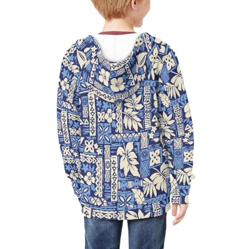 Kid's Long Sleeve Sweatshirt Everyday Wear Lightweight Unisex Workout Hoodie Polynesian Tropical Print4