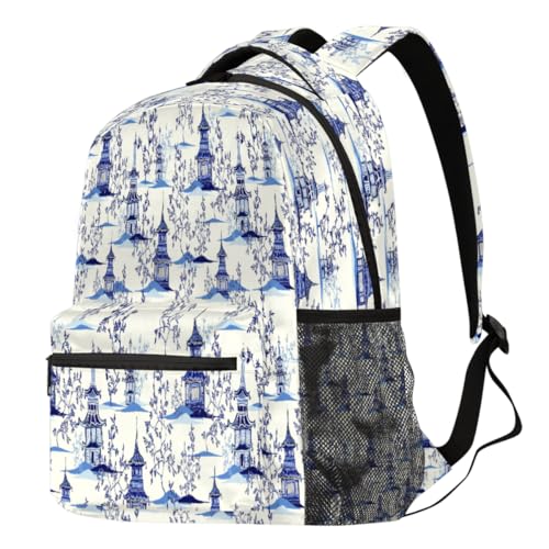 Sac à dos vintage pagodes japonaises pour organiser vos affaires d'école et voyage