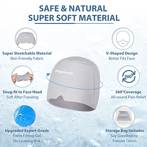 Image of Migraine Ice Head Wrap, Migraine Relief Headache Hat,Cold & Hot Therapy Ice Hats for Migraines.360 Degree No-Slip Reusable Flexible Cold Compress Cap for Tension, Sinus,Stress Relief.Grey