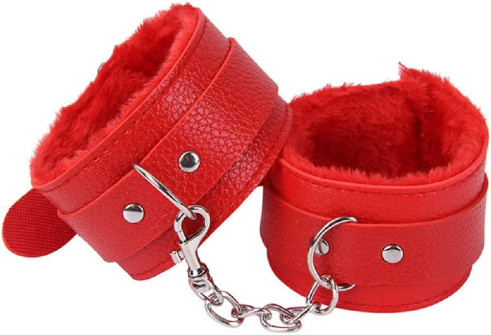 Tenghong2022 Fluffy Wrist Leather Handcuffs Bracelet Soft Plush Lining Wrist Handcuffs Bracelet Leg Cuffs Role Play Exercise Bands Leash Detachable for Home Yoga Gyms Party Cosplay Jewelry
