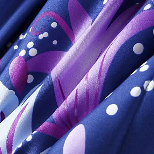 Mengersi Butterfly Comforter Set Queen Size,Reversible Purple Flowers Bedding Comforter Set All Season Bedding Sets With 2 Pillow Shams For Girls Adults #TOP5