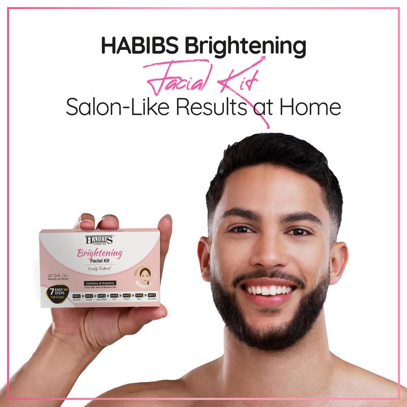 Image of Habibs Brightening Facial kit Beauty Treatment exfoliates & Brightens even skin tone & reduces tan 7 Easy Step