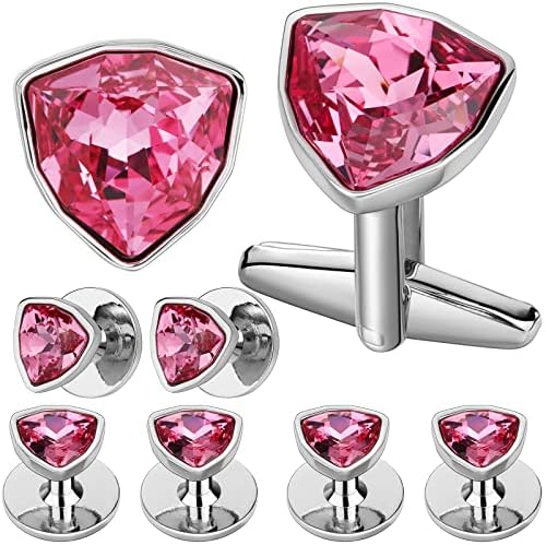 Swarovski Crystal Cuff links and Tuxedo Studs for Men in Gift Box, Birthday Christmas Valentines Day Gifts, Mens Jewelry or Accessories for Wedding Party