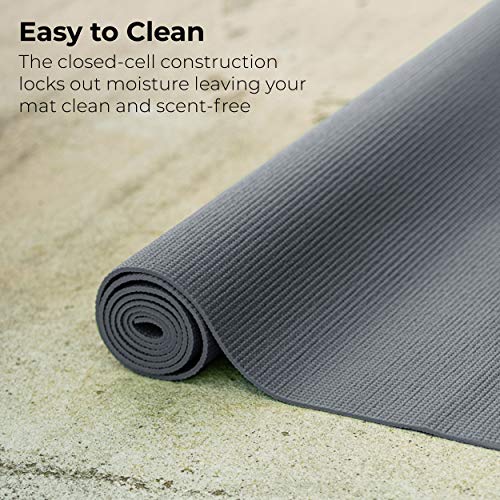 Hello Fit Yoga Mats, Bulk 10 Pack. 68X24 Inches, 4Mm Thick, Affordable Exercise Gym Mats With Non-Slip Texture, Easy To Clean, Cool Grey #TOP4