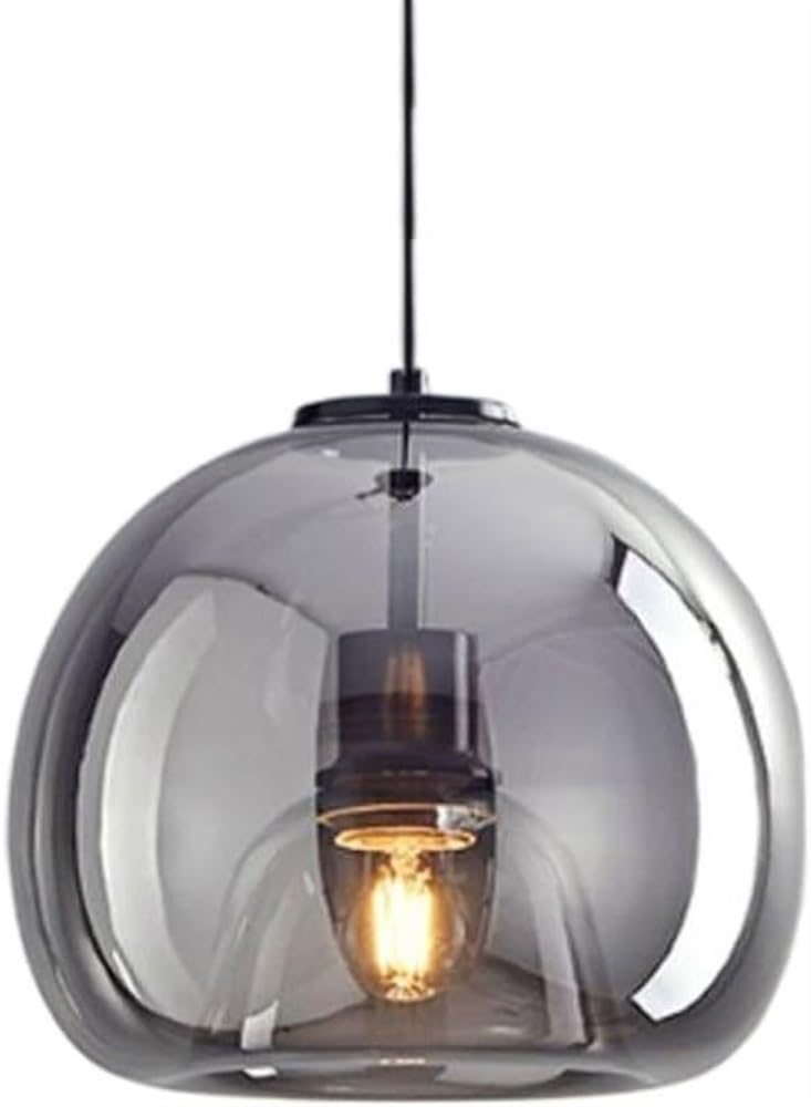 Granestner E27 Base Industrial-Style Glass Chandelier - Adjustable Pendant Light for Home and Restaurant Decoration(Light Color)