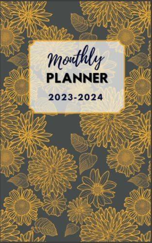 2023-2024 Monthly Planner: Small Pocket Appointment Calendar Purse Size | 23-24 Monthly Planner Personalized Planner & Organizer Agenda for Home or ... Notes & Passwords Pages Yellow Flowers Cover image 2