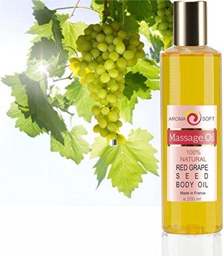 Huile de Massage Pure Végétale de Pépins de Raisin 200 ml ● Apaisante et Adoucissante ●100% Pure et Naturelle ● Prévention des vergetures ● bleumarine Bretania